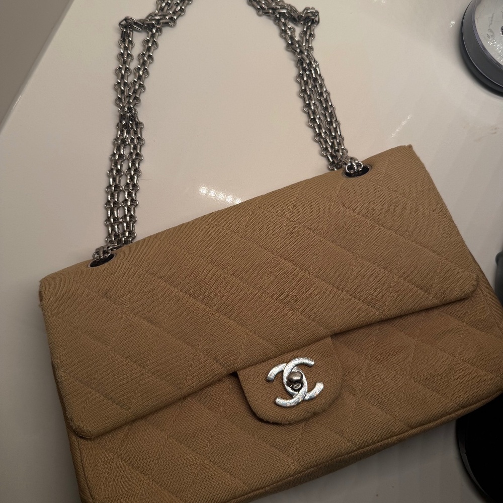 Chanel Shoulder Bag Matelasse Beige Canvas